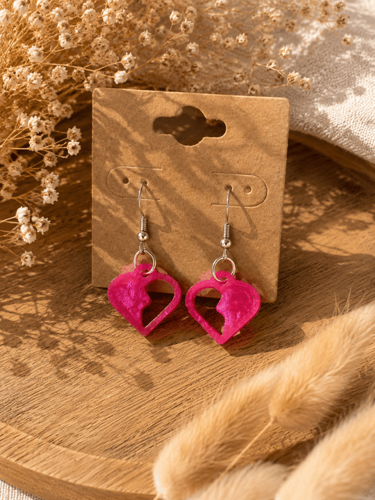 Boucles d'Oreilles Pendantes AMOUR – Cœurs Évidés Pailletés - Créa.Bijoux