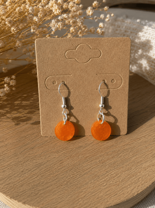 Boucles d'Oreilles Petits Pastilles Corail – Effet Marbré Pailleté - Créa.Bijoux