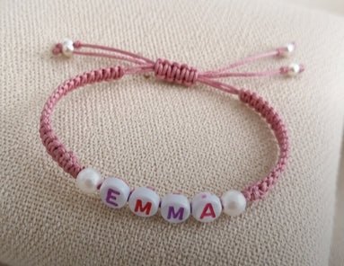 Bracelet Prénom Personnalisé Tressé – Rouge Passion & Lettres Dorées - Créa.Bijoux