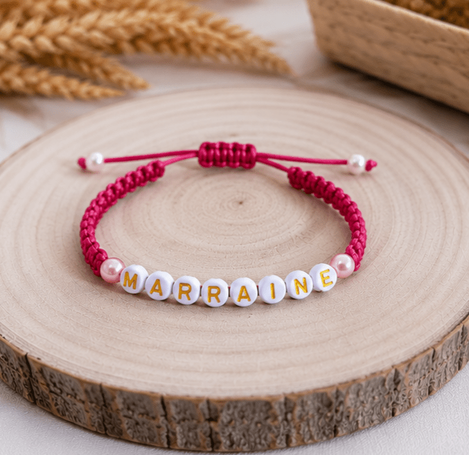 Bracelet Prénom Personnalisé Tressé – Rouge Passion & Lettres Dorées - Créa.Bijoux