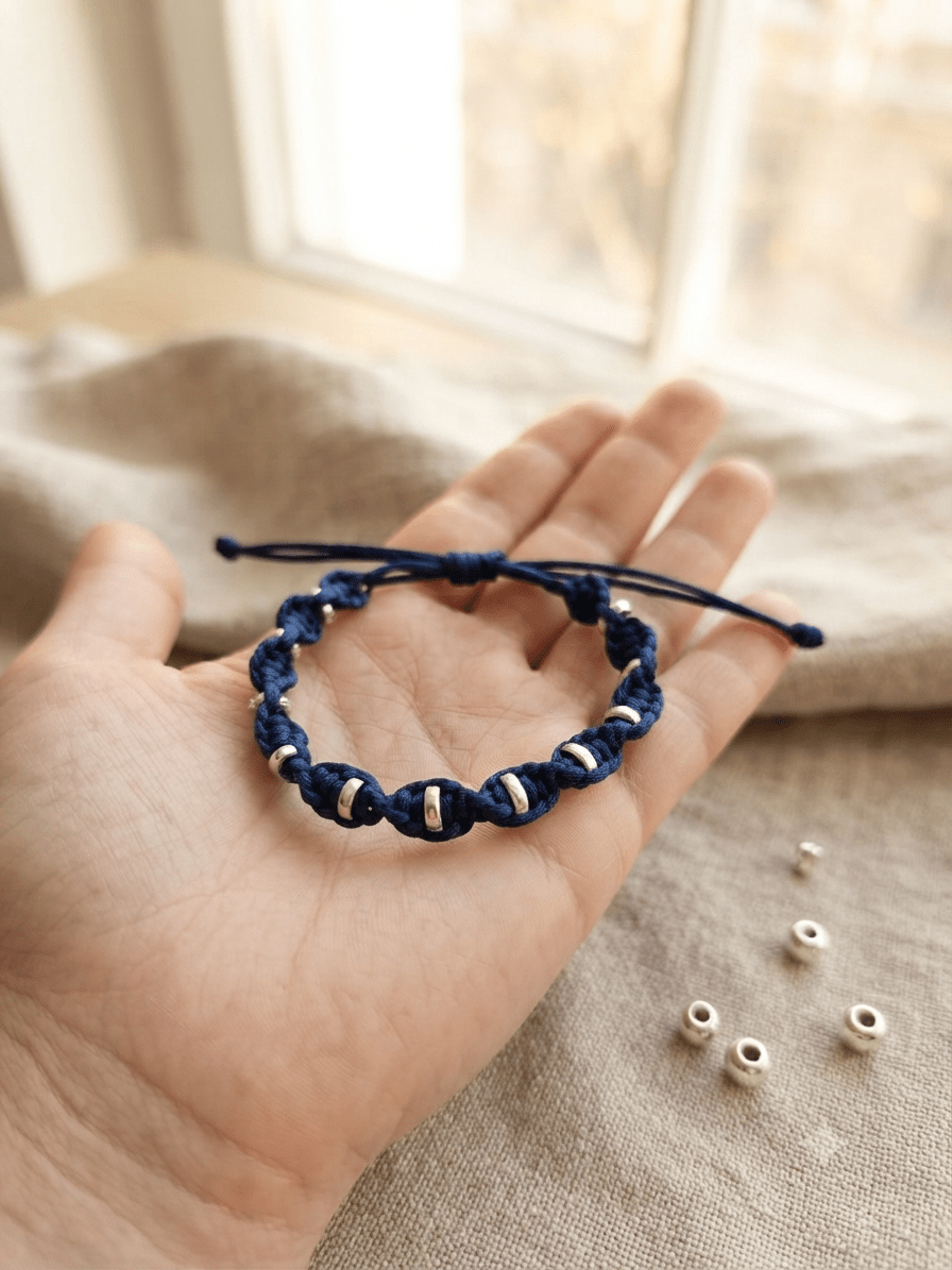 Bracelet Torsadé Fait Main - Bleu marine - Créa.Bijoux