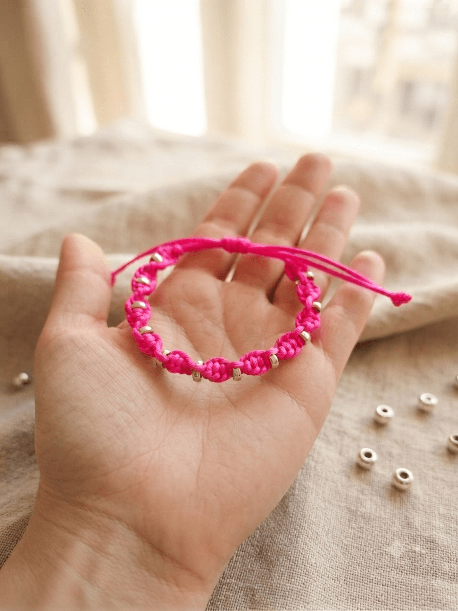 Bracelet Torsadé Fait Main - Rose framboise - Créa.Bijoux