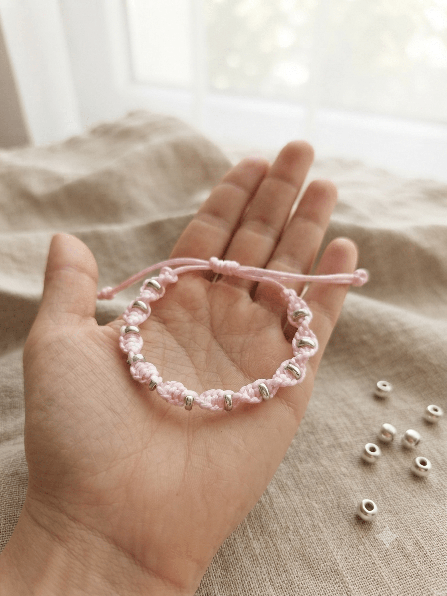 Bracelet Torsadé Fait Main - Rose pâle - Créa.Bijoux