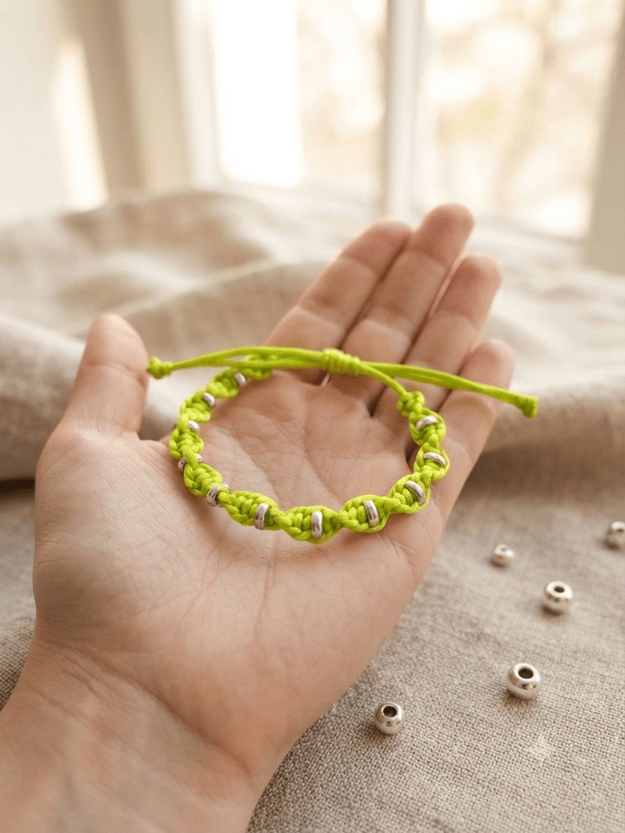 Bracelet Torsadé Fait Main - Vert anis - Créa.Bijoux