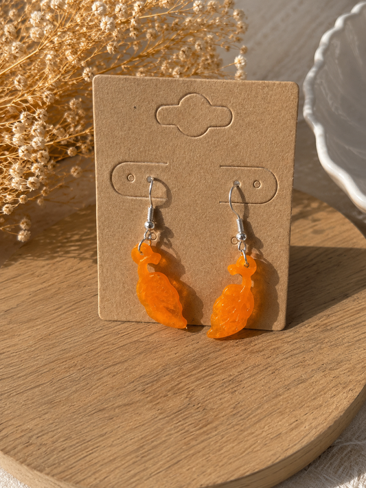 Boucles d'Oreilles Petites Feuilles Ambrées – Effet Translucide
