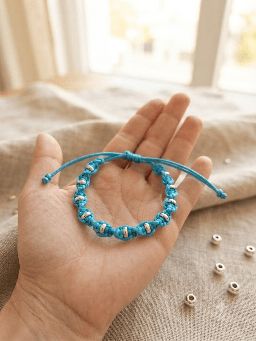 Titre du produit : Bracelet Torsadé Fait Main - Bleu lagon - Créa.Bijoux